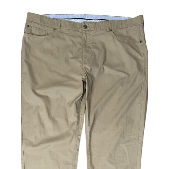 Peter Millar Pants Khaki Flat Front Twill Trousers Golf Preppy Chinos 42x33 - Picture 2 of 7